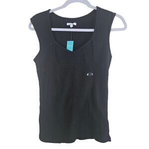 Maurices Black Ribbed Sqaure Neck Tank Top Size Small